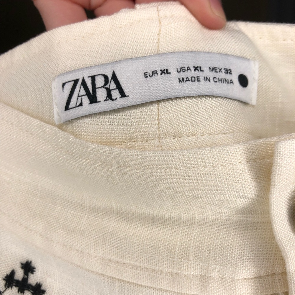 Zara Linen Blend White and Black Wide Leg Pants Size Xl New with tags $70 Retail - Picture 7 of 7
